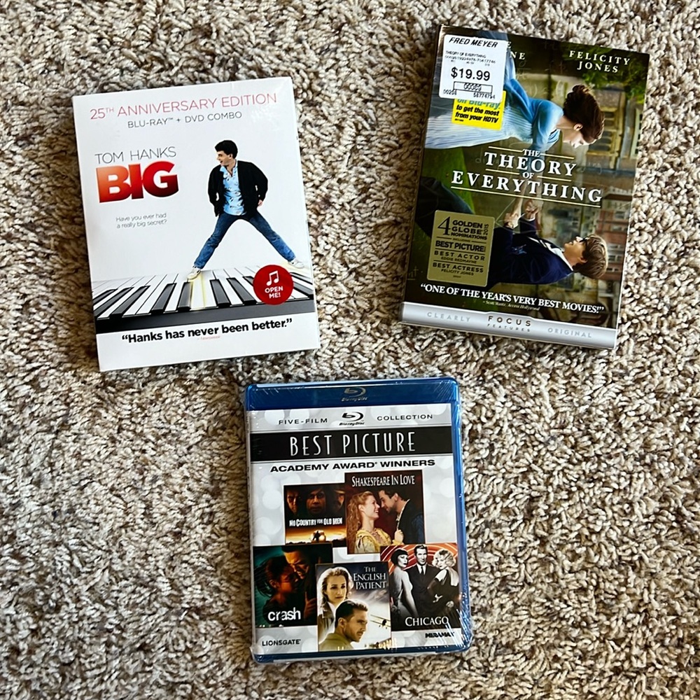 BNWT/LIKE NEW 3-pack Blu-Ray/DVD Best Picture collection w/7 movies!!